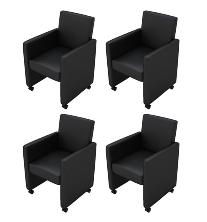 Chaises à manger lot de 4 noir similicuir | Mobilier & Déco