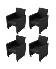 Chaises à manger lot de 4 noir similicuir | Mobilier & Déco