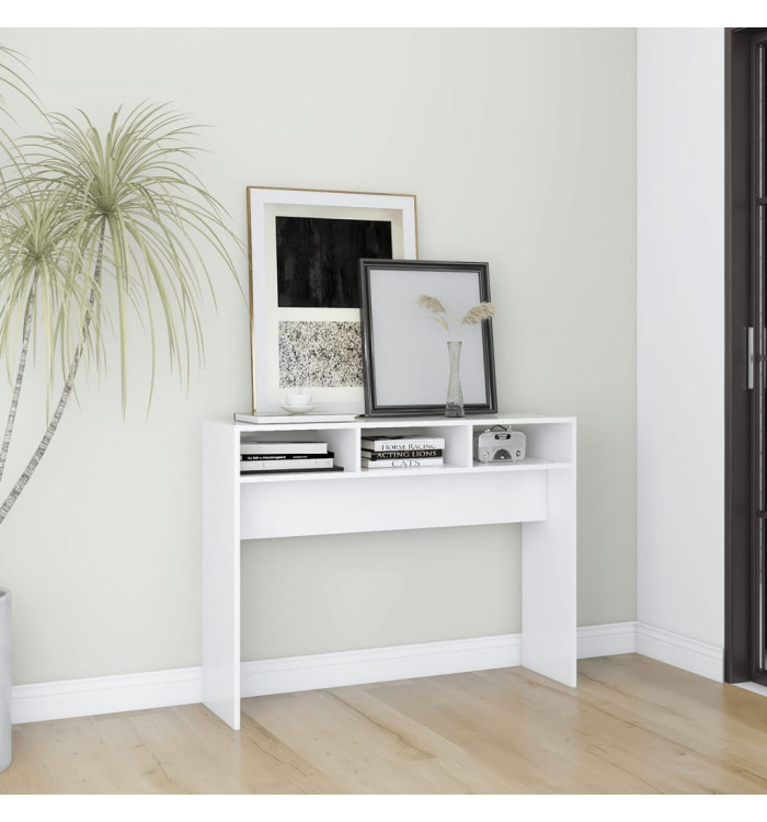Table console blanc 105x30x80 cm bois d'ingénierie | Mobilier & Déco