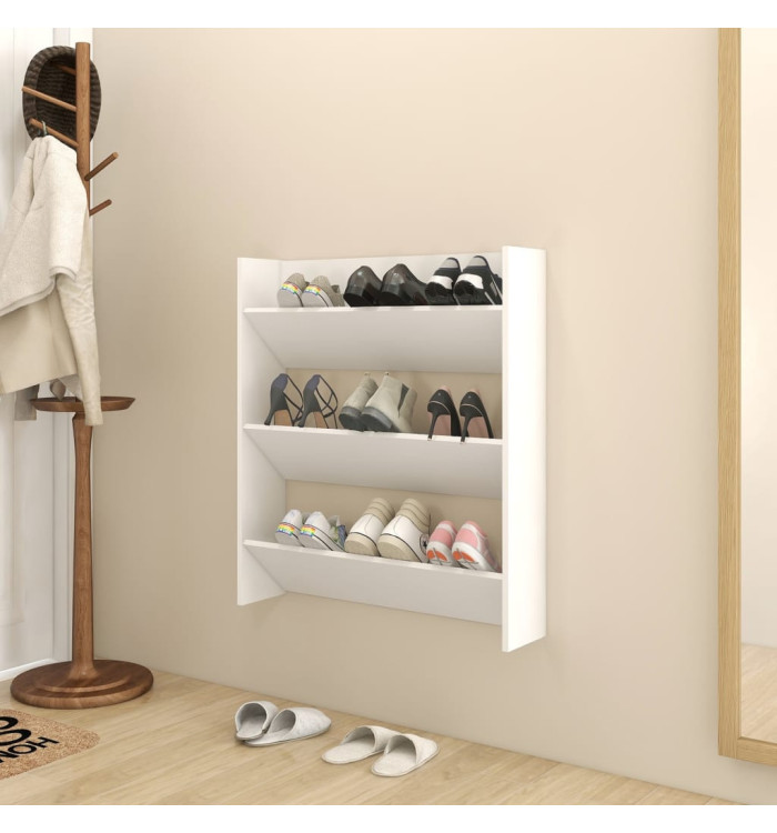 Armoire à chaussures murale blanc 80x18x90 cm bois d'ingénierie | Mobilier & Déco