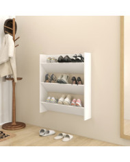 Armoire à chaussures murale blanc 80x18x90 cm bois d'ingénierie | Mobilier & Déco