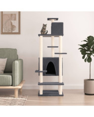 Arbre à chat avec griffoirs en sisal Gris foncé 154 cm | Mobilier & Déco