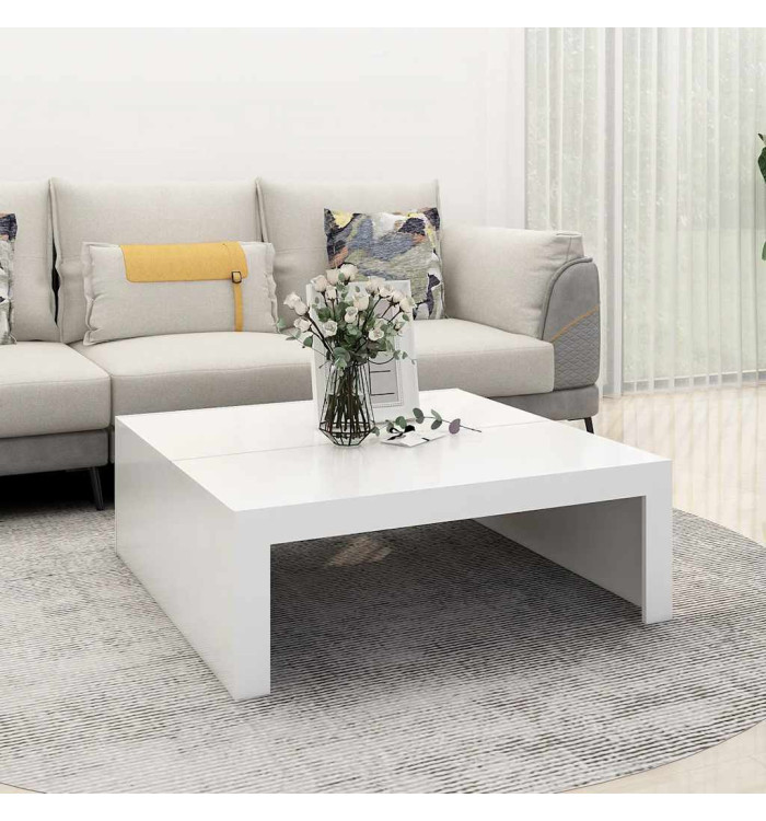 Table basse blanc 100x100x35 cm bois d'ingénierie | Mobilier & Déco