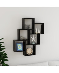 Étagère murale cube Noir 78x15x93 cm Bois d’ingénierie | Mobilier & Déco