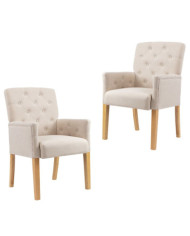Chaises à manger avec accoudoirs lot de 2 beige tissu | Mobilier & Déco