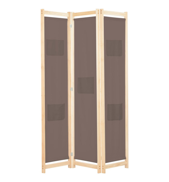 Cloison de séparation 3 panneaux Marron 120x170x4 cm Tissu | Mobilier & Déco