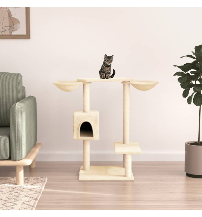 Arbre à chat avec griffoirs crème 82 cm | Mobilier & Déco