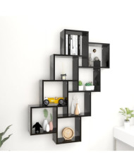 Étagère murale cube Noir 90x15x119 cm Bois d’ingénierie | Mobilier & Déco