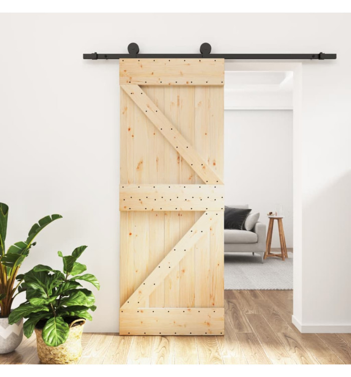 Porte coulissante et kit de quincaillerie 70x210 cm pin massif | Mobilier & Déco