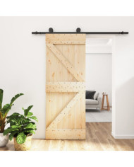 Porte coulissante et kit de quincaillerie 70x210 cm pin massif | Mobilier & Déco