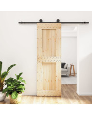 Porte coulissante et kit de quincaillerie 70x210 cm pin massif | Mobilier & Déco