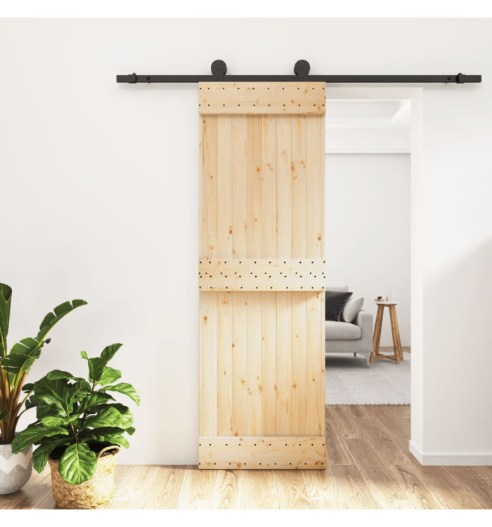 Porte coulissante et kit de quincaillerie 70x210 cm pin massif | Mobilier & Déco
