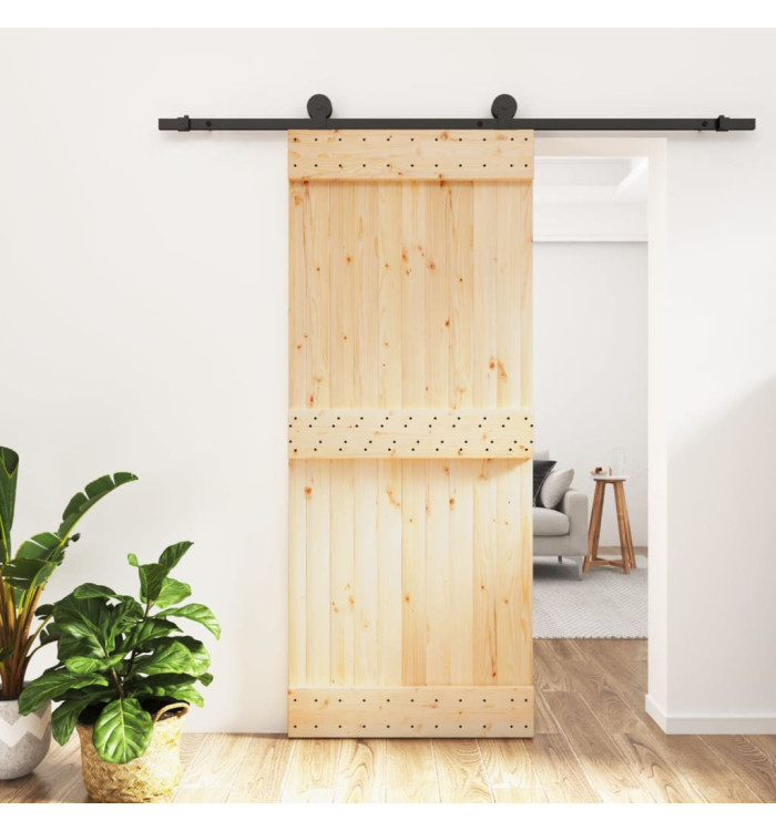 Porte coulissante et kit de quincaillerie 85x210 cm pin massif | Mobilier & Déco