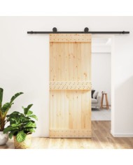 Porte coulissante et kit de quincaillerie 85x210 cm pin massif | Mobilier & Déco
