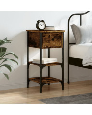 Table de chevet chêne fumé 34x36x70 cm bois d'ingénierie | Mobilier & Déco
