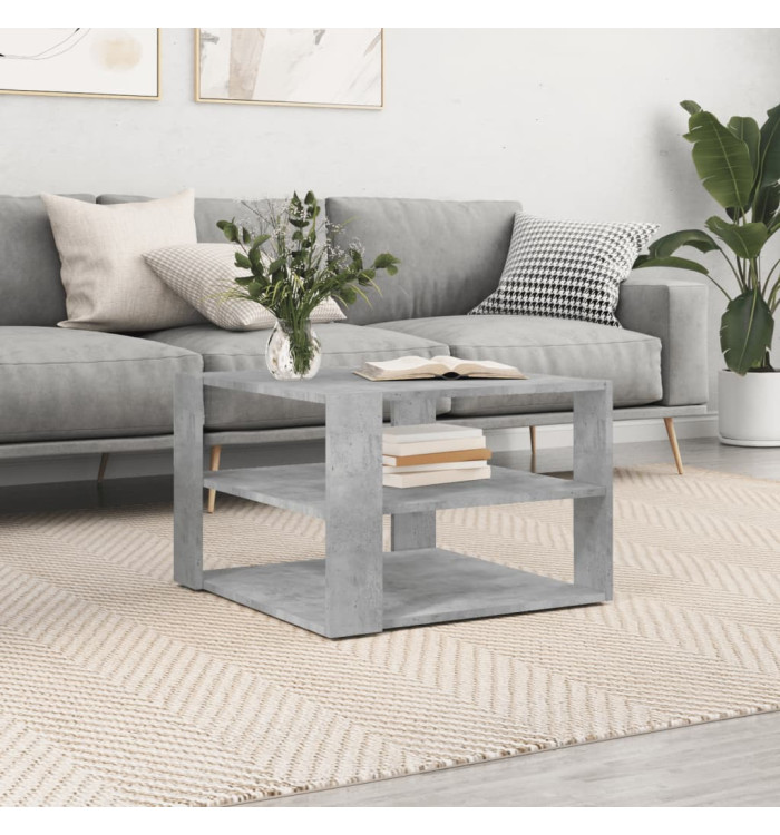 Table basse gris béton 59,5x59,5x40 cm bois d'ingénierie | Mobilier & Déco
