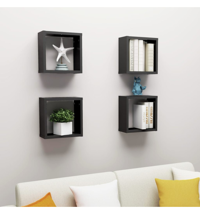 Étagères cube murales 4 pcs noir 30x15x30 cm | Mobilier & Déco