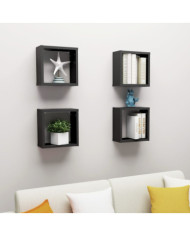 Étagères cube murales 4 pcs noir 30x15x30 cm | Mobilier & Déco