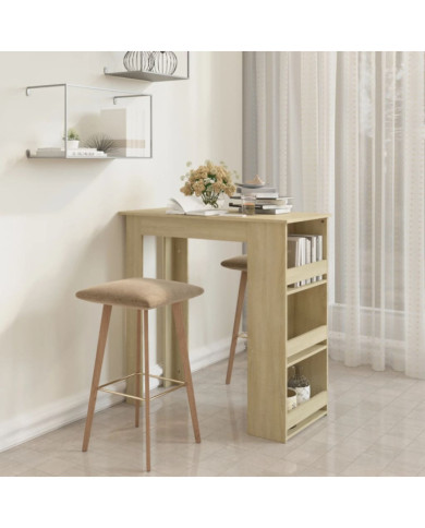 Table de bar avec rangement Chêne sonoma 102x50x103,5 cm | Mobilier & Déco