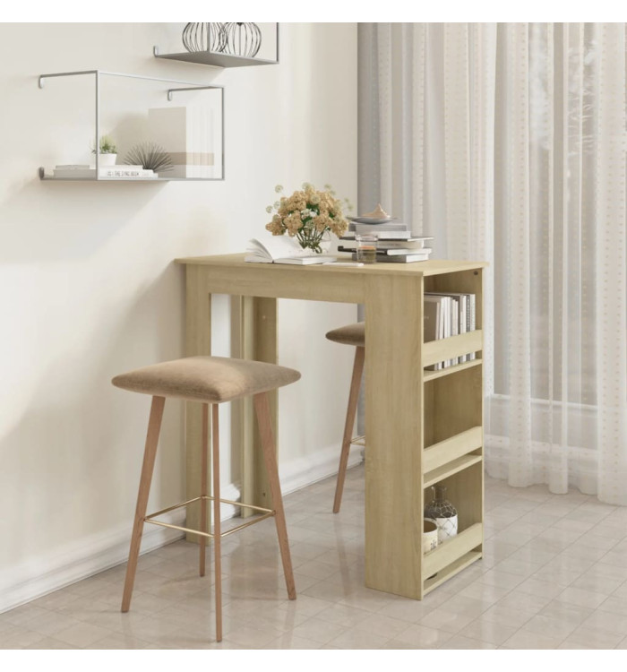 Table de bar avec rangement Chêne sonoma 102x50x103,5 cm | Mobilier & Déco