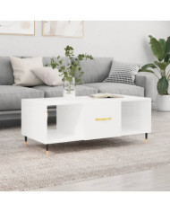 Table basse Blanc brillant 102x50x40 cm Bois d'ingénierie | Mobilier & Déco