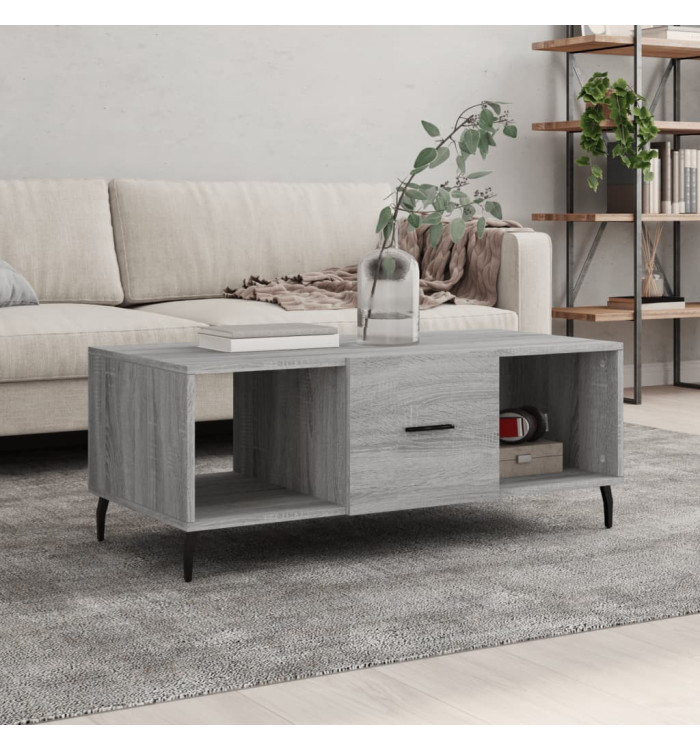Table basse sonoma gris 102x50x40 cm bois d'ingénierie | Mobilier & Déco