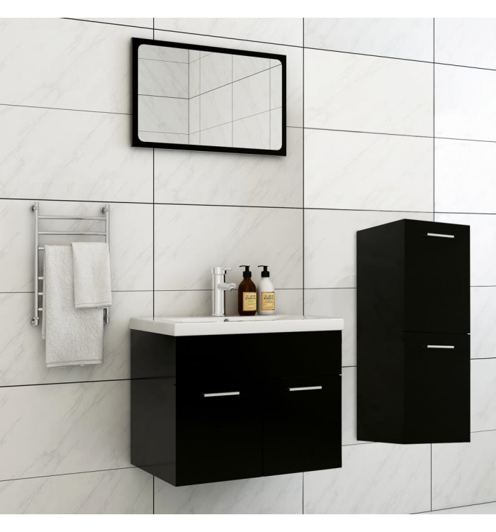 Ensemble de meubles de salle de bain Noir Aggloméré | Mobilier & Déco