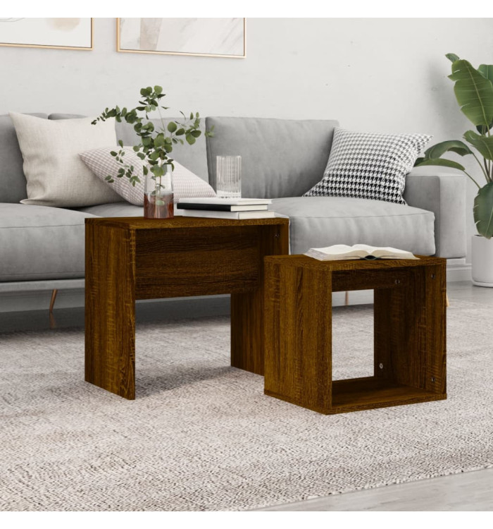 Tables basses gigognes 2 pcs chêne marron bois d'ingénierie | Mobilier & Déco