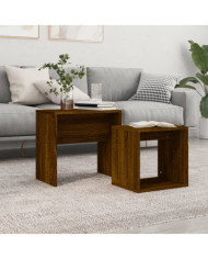 Tables basses gigognes 2 pcs chêne marron bois d'ingénierie | Mobilier & Déco