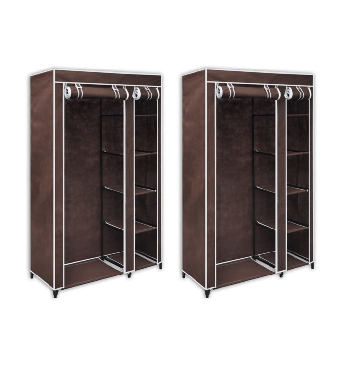 Garde-robe en tissu 2 pcs Marron | Mobilier & Déco