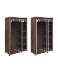 Garde-robe en tissu 2 pcs Marron | Mobilier & Déco