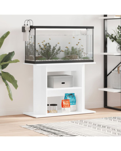 Support d'aquarium blanc brillant 80x35x60 cm bois d'ingénierie | Mobilier & Déco