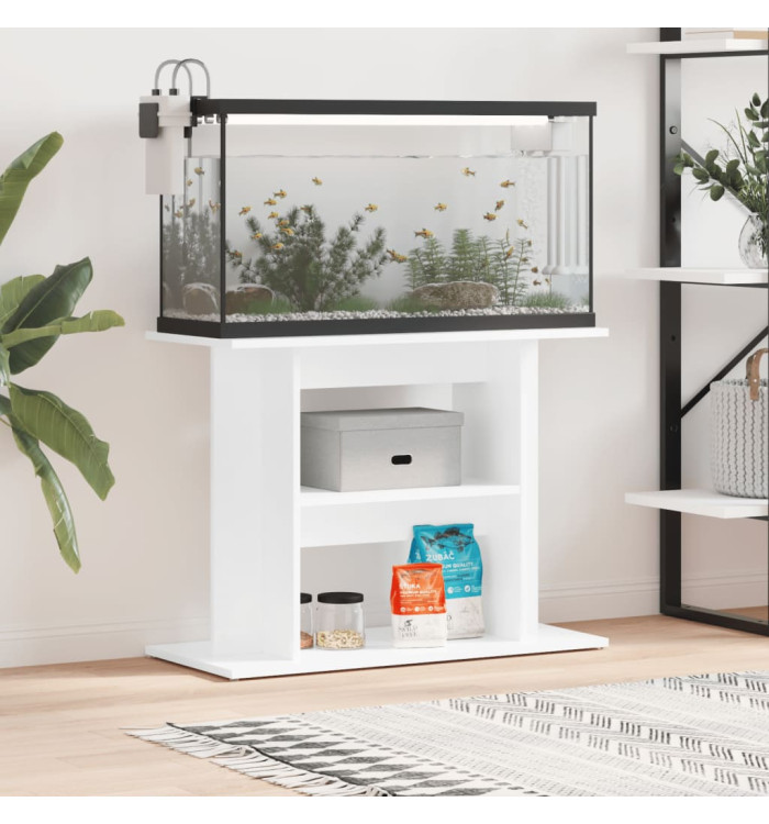 Support d'aquarium blanc brillant 80x35x60 cm bois d'ingénierie | Mobilier & Déco