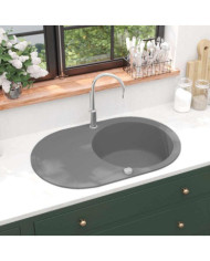 Évier de cuisine en granit Bac unique Ovale Gris | Mobilier & Déco