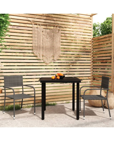 Ensemble à manger de jardin 3 pcs Gris | Mobilier & Déco