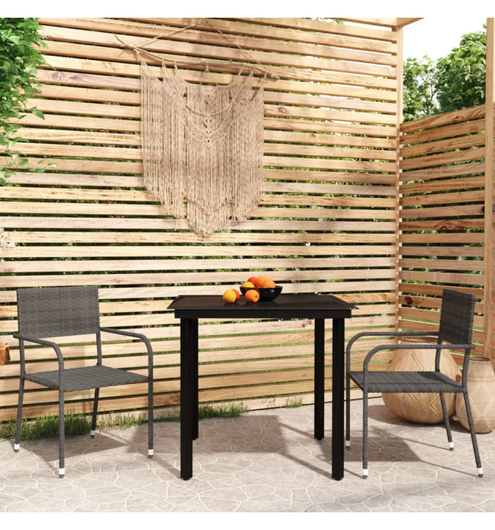 Ensemble à manger de jardin 3 pcs Gris | Mobilier & Déco