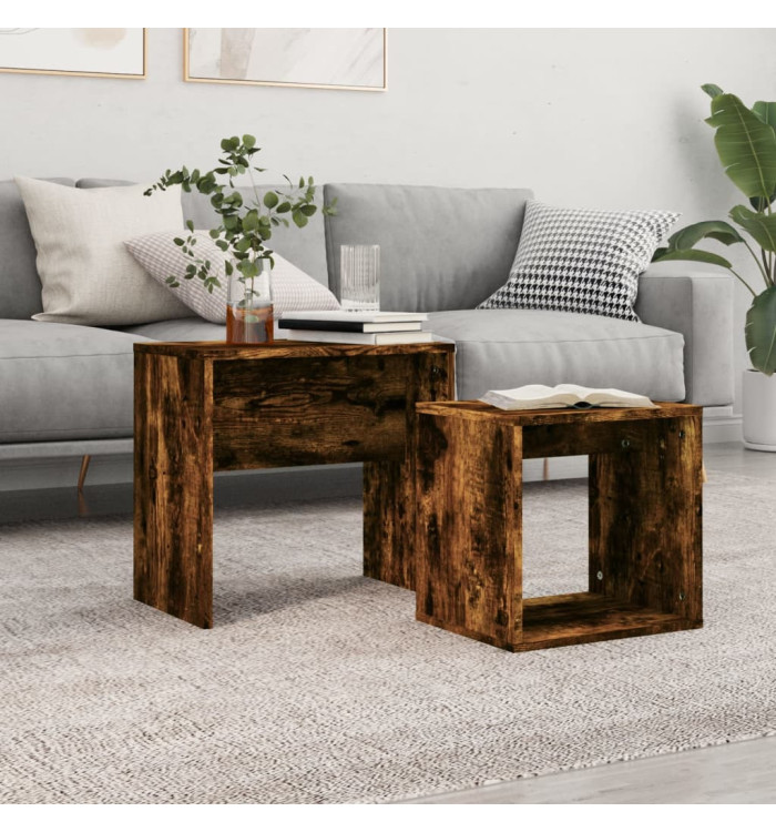 Tables basses gigognes 2 pcs chêne fumé bois d'ingénierie | Mobilier & Déco