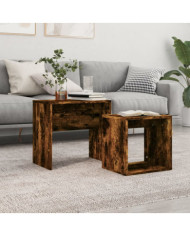 Tables basses gigognes 2 pcs chêne fumé bois d'ingénierie | Mobilier & Déco