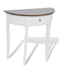 Table console avec tiroir et dessus de table marron Demi-ronde | Mobilier & Déco