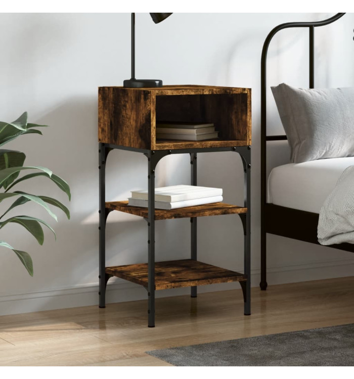 Table de chevet chêne fumé 35x34,5x70 cm bois d'ingénierie | Mobilier & Déco