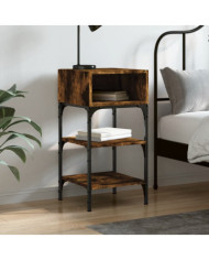 Table de chevet chêne fumé 35x34,5x70 cm bois d'ingénierie | Mobilier & Déco