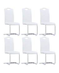 Chaises à manger cantilever lot de 6 blanc similicuir | Mobilier & Déco