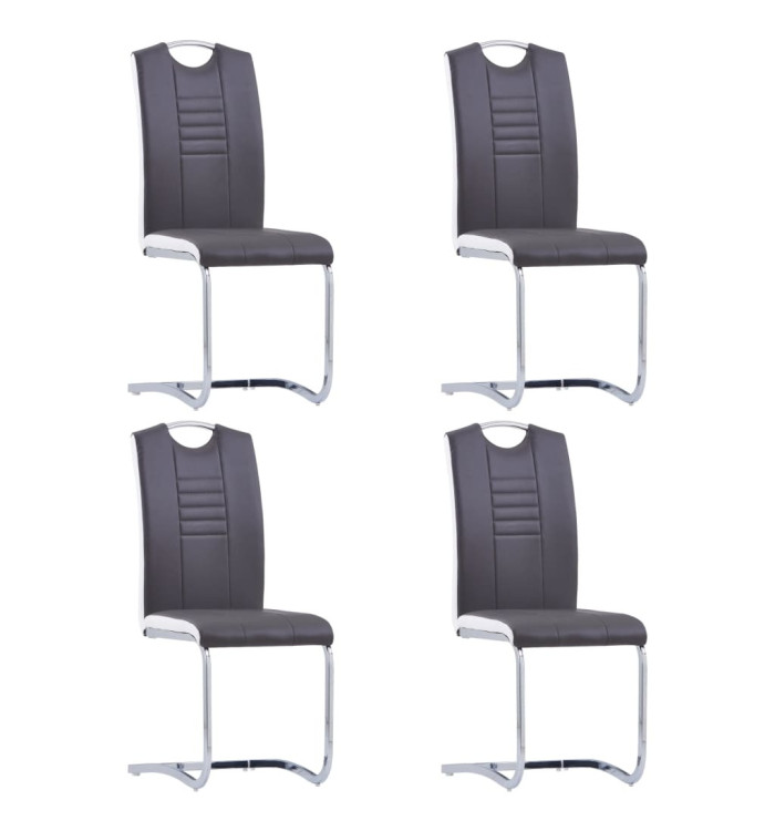 Chaises à manger cantilever lot de 4 gris similicuir | Mobilier & Déco