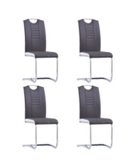 Chaises à manger cantilever lot de 4 gris similicuir | Mobilier & Déco