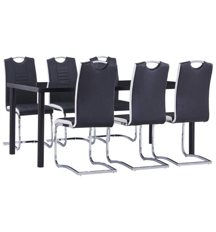 Ensemble de salle à manger 7 pcs Similicuir Noir | Mobilier & Déco