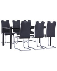 Ensemble de salle à manger 7 pcs Similicuir Noir | Mobilier & Déco