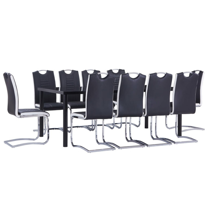 Ensemble de salle à manger 11 pcs Similicuir Noir | Mobilier & Déco
