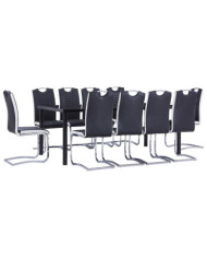Ensemble de salle à manger 11 pcs Similicuir Noir | Mobilier & Déco