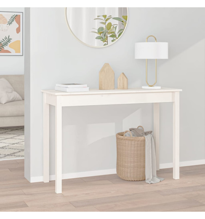 Table console Blanc 110x40x75 cm Bois massif de pin | Mobilier & Déco