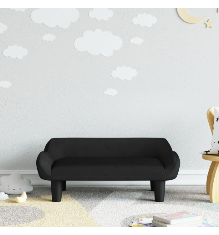 Canapé pour enfants noir 70x40x24 cm velours | Mobilier & Déco